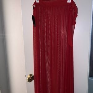 Red sheer swimsuit coverup skirt